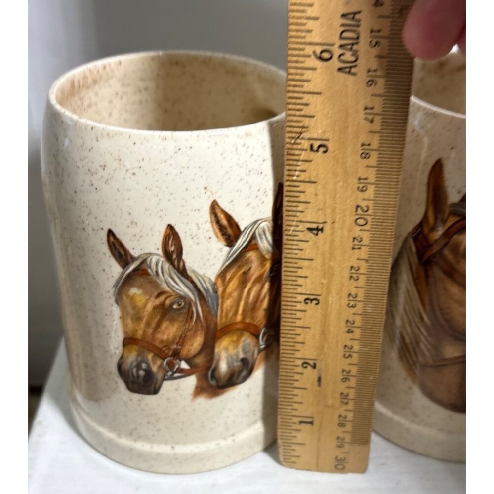 Ceramic Stein Horses Lot of 3 Handcrafted By Fossil Craft Canada - Picture 12 of 12